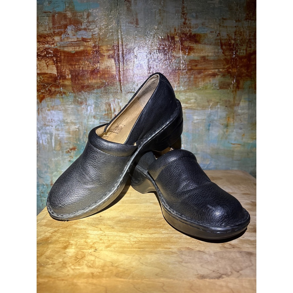 GH Bass Black Pebbled Leather Clogs Womens Slip On Comfort Work Shoes Platform